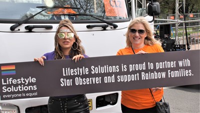 Jaqueline  Machado and Elizabeth Knight lead the march for Lifstyle Solutions.jpg